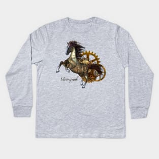 Awesome steampunk hors Kids Long Sleeve T-Shirt